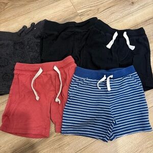 Kids Solid and Striped Drawstring Shorts - Black, Red, Blue Lot size 3T